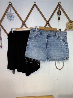 American Eagle Outfitters Light Blue Distressed High-Rise Jean Shorts